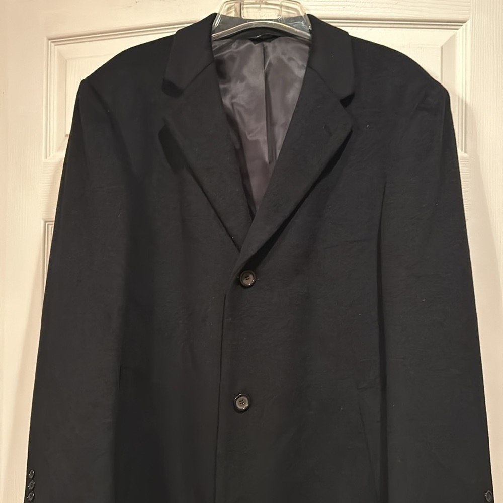 Meeting Street -44R - Knee Length - Mens - Black - Wool Coat - Picture 2 of 8